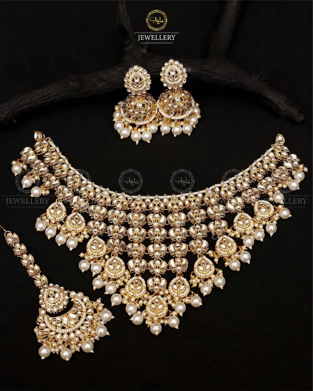 Indian Kundan Bridal set with jhumka Tika