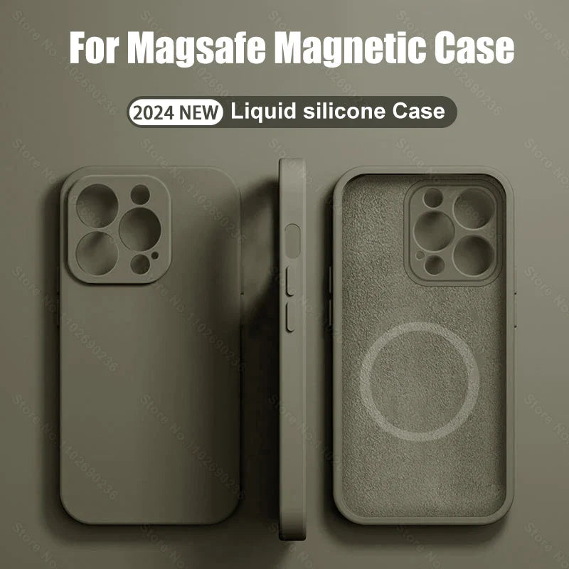 iPhone Magsafe Magnetic (Liquid Silicone) Case For 15 14 13 12 11 Pro Max 15 Plus Accessories Wireless Charge Cover