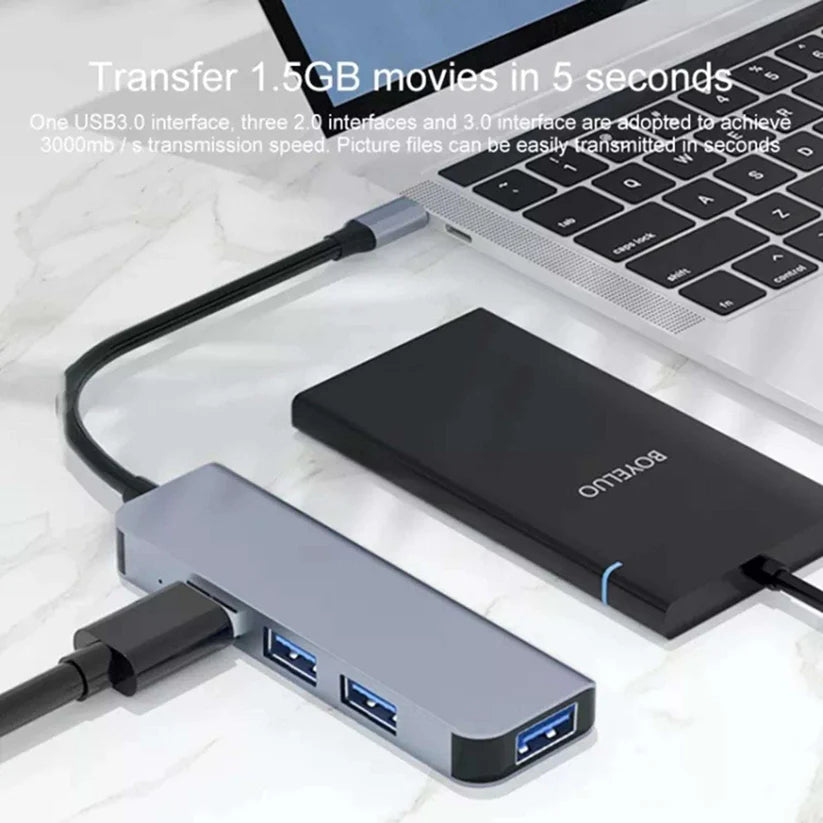 4 Ports USB 3.0 Adapter USB3.0 HUB 3 0 5Gbps High Speed Multi USB-C Splitter