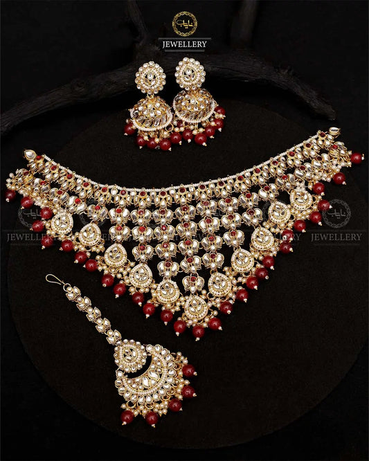 Indian Kundan Bridal set with jhumka Tika