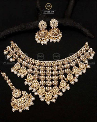 Indian Kundan Bridal set with jhumka Tika