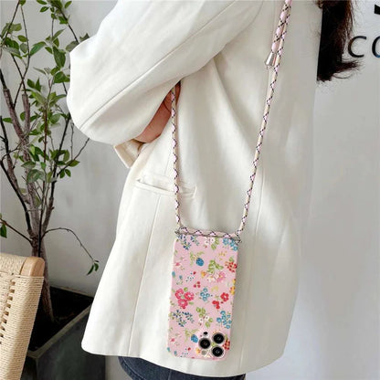 iPhone Crossbody Lanyard Strap Flower Camera Protection Cover