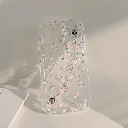 iphone Cute 3D Flower Wrist Phone Chain Soft Phone Case