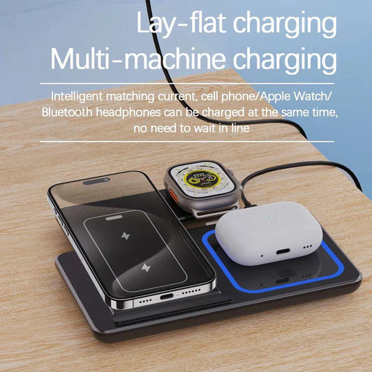 Fast Wireless Charger 30W LED Stand 3 in 1 Foldable Charging Station